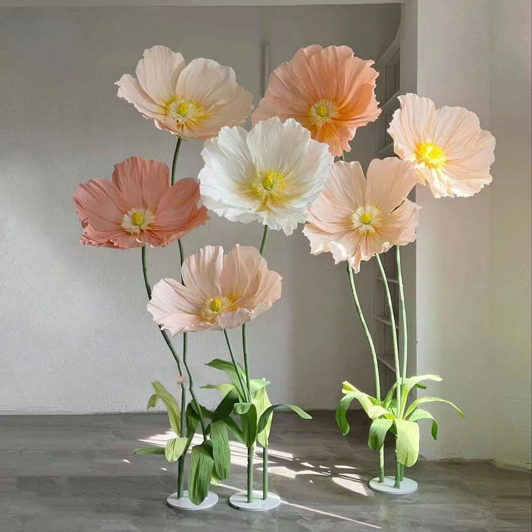 Giant poppies flowers arrangement for wedding backdrop