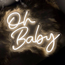 Load image into Gallery viewer, Large Oh Baby LED neon sign - photogenic party backdrop and wall decor

