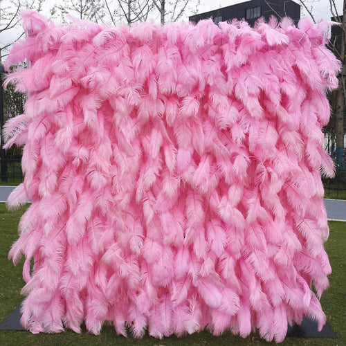 Pink Feather Wall Roll Up Backdrop for birthday party events