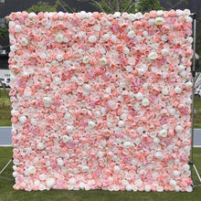 Load image into Gallery viewer, 3d artificial pink rose flower wall backdrop for home decor 
