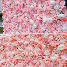 Load image into Gallery viewer, 3d artificial pink rose flower wall backdrop for event decoration

