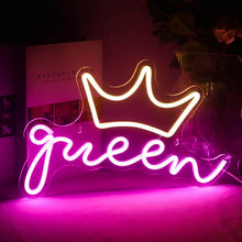 Load image into Gallery viewer, Queen Crown LED Neon Sign in Hot Pink - Premium Event Decor for Parties and Home
