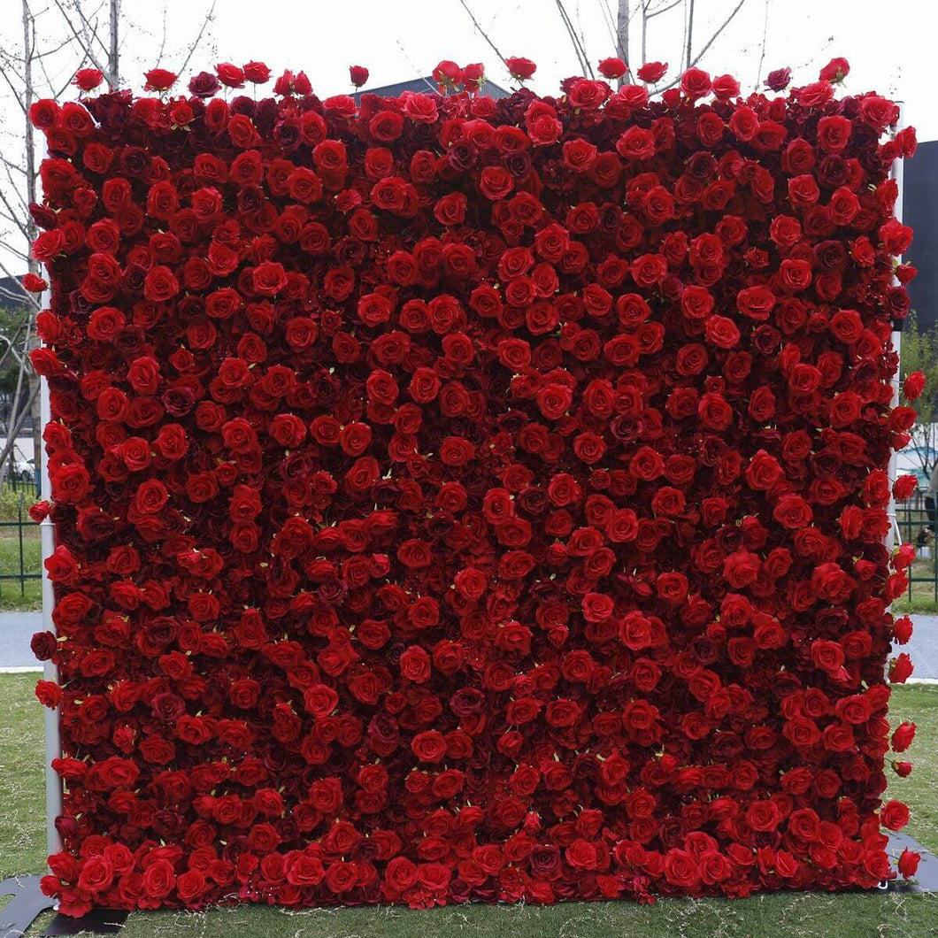 3d red rose flower wall backdrop for wedding 