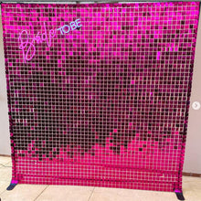 Load image into Gallery viewer, Hot pink shimmer wall backdrop for 18th birthday party
