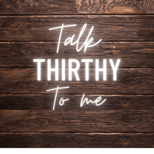 Talk thirty to me led neon sign for a birthday party