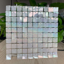 Load image into Gallery viewer, Stunning white shimmer wall backdrop for a wedding
