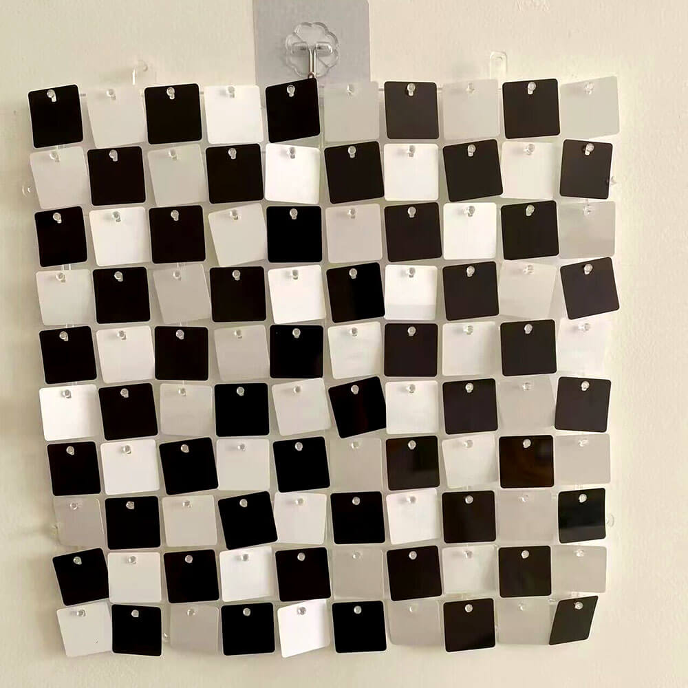 black and white grid shimmer wall backdrop for boys party