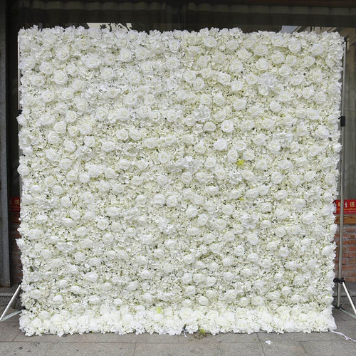 3d artificial white roses flower wall backdrop for wedding evens