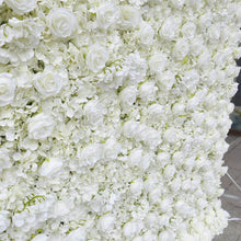 Load image into Gallery viewer, 3d artificial white roses flower wall backdrop
